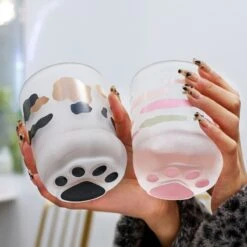 10 Styles Kawaii Cat Paw Water Glass Cup ON70