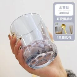 10 Styles Kawaii Cat Paw Water Glass Cup ON70 28 10 Styles Kawaii Cat Paw Water Glass Cup ON70 -EgrilDoll Fashion Outlet Store 10 styles kawaii cat paw water glass cup on70 green blue gold cats spoon 542