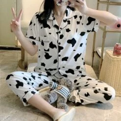 14 Styles Kawaii Home Wear Fashion Pajamas Set ON18 28 14 Styles Kawaii Home Wear Fashion Pajamas Set ON18 -EgrilDoll Fashion Outlet Store 14 styles kawaii home wear fashion pajamas set on18 white cow 02 short sleeved trousers m 975