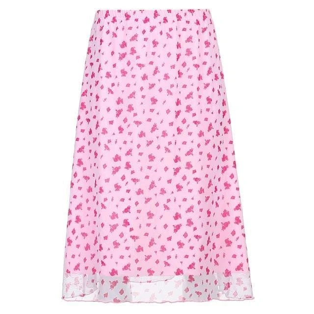 2000's Pink Cute Y2K Midi Skirt EG518 5 2000's Pink Cute Y2K Midi Skirt EG518 - Image 5