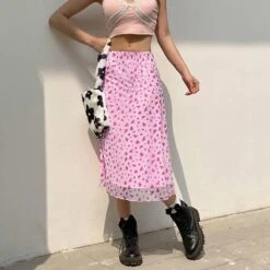 2000's Pink Cute Y2K Midi Skirt EG518 13 2000's Pink Cute Y2K Midi Skirt EG518 -EgrilDoll Fashion Outlet Store 2000s pink cute y2k midi skirt eg518 889