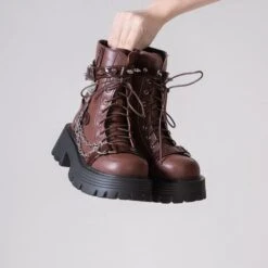 3 Colors Chains Ann PU Boots ON331 -EgrilDoll Fashion Outlet Store 3 colors chains ann pu boots on331 dark brown 35 shoes 378