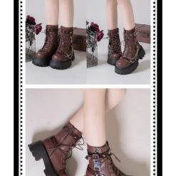 3 Colors Chains Ann PU Boots ON331 -EgrilDoll Fashion Outlet Store 3 colors chains ann pu boots on331 shoes 387