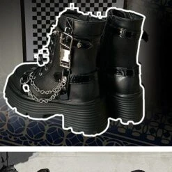 3 Colors Chains Ann PU Boots ON331 -EgrilDoll Fashion Outlet Store 3 colors chains ann pu boots on331 shoes 468