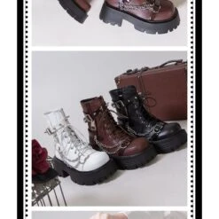 3 Colors Chains Ann PU Boots ON331 -EgrilDoll Fashion Outlet Store 3 colors chains ann pu boots on331 shoes 813