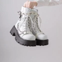 3 Colors Chains Ann PU Boots ON331 -EgrilDoll Fashion Outlet Store 3 colors chains ann pu boots on331 white 35 shoes 181