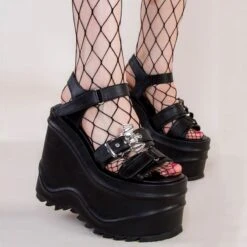 3 Colors Punk Gothic Black Sandals Platform Shoes EE0976