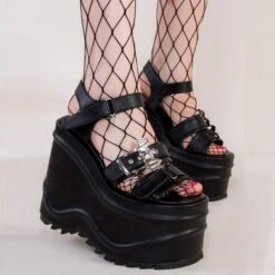 3 Colors Punk Gothic Black Sandals Platform Shoes EE0976 -EgrilDoll Fashion Outlet Store 3 colors punk gothic black sandals platform shoes ee0976 matte 10 5 387