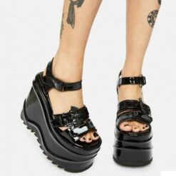 3 Colors Punk Gothic Black Sandals Platform Shoes EE0976 -EgrilDoll Fashion Outlet Store 3 colors punk gothic black sandals platform shoes ee0976 patent 10 5 319
