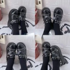 4 Colors Rebbe Platform Bat Shoes ON332 -EgrilDoll Fashion Outlet Store 4 colors rebbe platform bat shoes on332 bright black 35 776