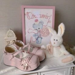 5 Colors Misa Style Cross And Bow Hearts Shoes ON334 -EgrilDoll Fashion Outlet Store 5 colors misa style cross and bow hearts shoes on334 light pink 476