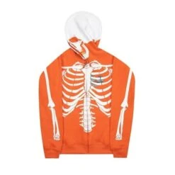 6 Colors Skeleton Print Zipper Hoodie ON336 -EgrilDoll Fashion Outlet Store 6 colors skeleton print zipper hoodie on336 orange s 726