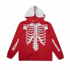 6 Colors Skeleton Print Zipper Hoodie ON336 -EgrilDoll Fashion Outlet Store 6 colors skeleton print zipper hoodie on336 red s 394