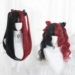 65CM Black Mixed Red Gothic Lolita Cosplay Wig EG14847