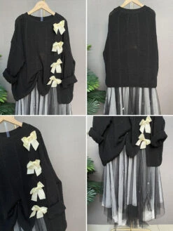 Bow Knot Decor Split Sweater Tulle Skirt Two Pieces Set ON241 -EgrilDoll Fashion Outlet Store O1CN01VBYrN11wj8xhjSoYk 2572646343
