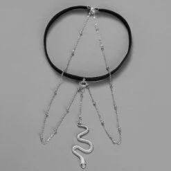 A Snake On Thigh! Gothic Snake Necklace Leg Garter EG18221 -EgrilDoll Fashion Outlet Store a snake on thigh gothic necklace leg garter eg18221 silver 1 piece necklacebracelet 280