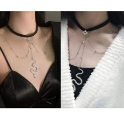 A Snake On Thigh! Gothic Snake Necklace Leg Garter EG18221 -EgrilDoll Fashion Outlet Store a snake on thigh gothic necklace leg garter eg18221 silver 1gold 1 necklacebracelet 670