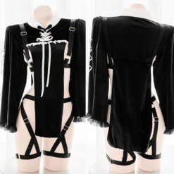 Anime Bandage Black Lingerie Maid Costume Outfit BE314