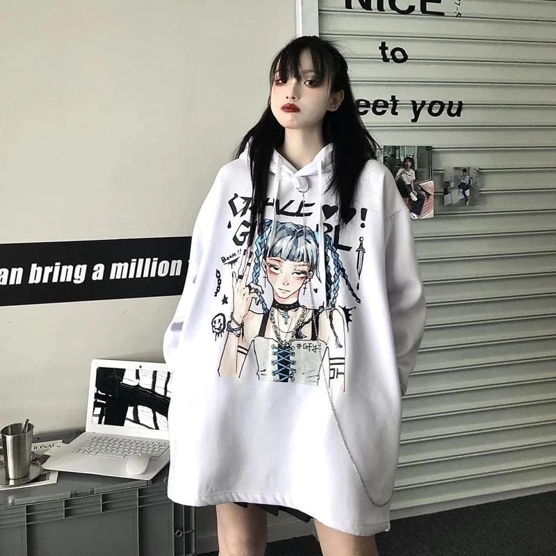 Anime Print Hooded Mid-length Sweater Dress EG15920 6 Anime Print Hooded Mid-length Sweater Dress EG15920 - Image 6