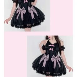 Black Dress Pink Bows Sweet Dream Lolita Dress ON620 -EgrilDoll Fashion Outlet Store black dress pink bows sweet dream lolita on620 171