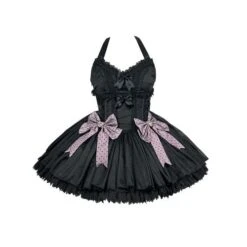 Black Dress Pink Bows Sweet Dream Lolita Dress ON620 -EgrilDoll Fashion Outlet Store black dress pink bows sweet dream lolita on620 m 789