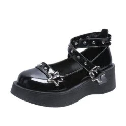 Black EGirl Punk Style Stars Cute Shoes EE0909 -EgrilDoll Fashion Outlet Store black egirl punk style stars cute shoes ee0909 586
