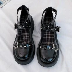Black EGirl Punk Style Stars Cute Shoes EE0909 -EgrilDoll Fashion Outlet Store black egirl punk style stars cute shoes ee0909 724