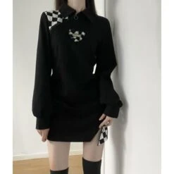 Black Gray Lovely Heart Checker Detail Dress ON597 10 Black Gray Lovely Heart Checker Detail Dress ON597 -EgrilDoll Fashion Outlet Store black gray lovely heart checker detail dress on597 530