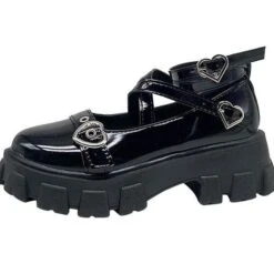 Black Heart Punk Gothic Love Lolita EGirl Shoes EG16097 -EgrilDoll Fashion Outlet Store black heart punk gothic love lolita egirl shoes eg16097 us 4eu 35 469