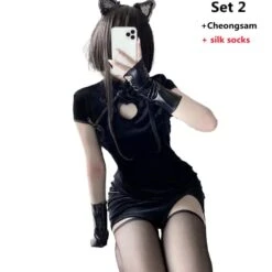 Black Hollow Out Asian Cheongsam Dress EE0819 14 Black Hollow Out Asian Cheongsam Dress EE0819 -EgrilDoll Fashion Outlet Store black hollow out asian cheongsam dress ee0819 set 2 s 597