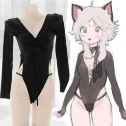 Black Lace Bow Open Back Onepiece SP16436