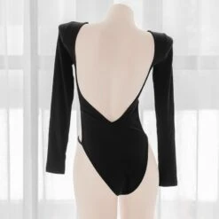 Black Lace Bow Open Back Onepiece SP16436 -EgrilDoll Fashion Outlet Store black lace bow open back onepiece sp16436 922