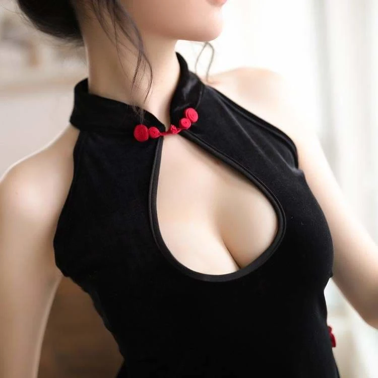 Black Laced Back Cheongsam Lingerie EG14192 4 Black Laced Back Cheongsam Lingerie EG14192 - Image 4