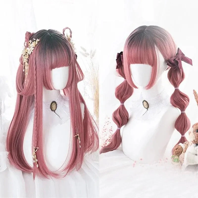 Black Mixed Pink Ombre Lady Cosplay Wig EG15653 1 Black Mixed Pink Ombre Lady Cosplay Wig EG15653