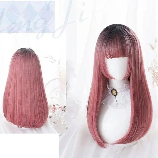 Black Mixed Pink Ombre Lady Cosplay Wig EG15653 3 Black Mixed Pink Ombre Lady Cosplay Wig EG15653 - Image 3