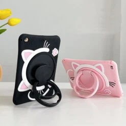 Black Pink Kawaii Cat IPad Case ON162