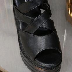 Black Platform Cross Casual Sandals EE0863 -EgrilDoll Fashion Outlet Store black platform cross casual sandals ee0863 shoes 493