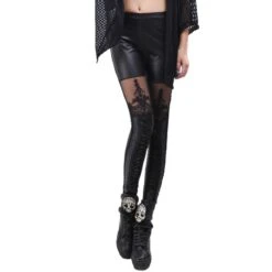 Black Punk Stitching Lace Stretch Skinny Faux Leather Leggings Pants EG16831 7 Black Punk Stitching Lace Stretch Skinny Faux Leather Leggings Pants EG16831 -EgrilDoll Fashion Outlet Store black punk stitching lace stretch skinny faux leather leggings pants eg16831 318