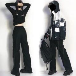 Black White Landscape Painting Printed Hooded Jacket EG237 -EgrilDoll Fashion Outlet Store black white landscape painting printed hooded jacket eg237 coat 574