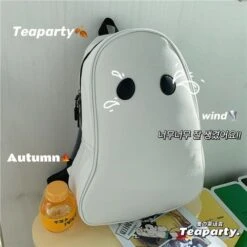 Black White No Face Cute Ghost Backpack ON92 -EgrilDoll Fashion Outlet Store black white no face cute ghost backpack on92 157