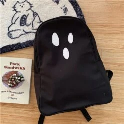 Black White No Face Cute Ghost Backpack ON92 -EgrilDoll Fashion Outlet Store black white no face cute ghost backpack on92 300