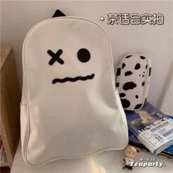 Black White No Face Cute Ghost Backpack ON92 -EgrilDoll Fashion Outlet Store black white no face cute ghost backpack on92 polyester version mouth 629