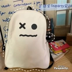 Black White No Face Cute Ghost Backpack ON92 -EgrilDoll Fashion Outlet Store black white no face cute ghost backpack on92 polyester version mouth and briquette 455