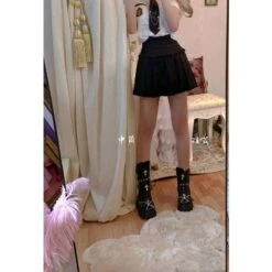 Black White Punk Cross Chains Boots ON175 -EgrilDoll Fashion Outlet Store black white punk cross chains boots on175 short 14cm 35 699