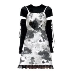 Black White Removable Sleeves Top Tie Dye Slip Dress EE0794 -EgrilDoll Fashion Outlet Store black white removable sleeves top tie dye slip dress ee0794 374