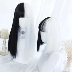 Black White Split Wig EG14966