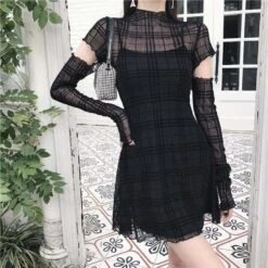 Black/Red Goth Girl Look Gauze Dress EG16046