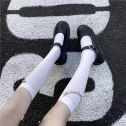 Black/White Chain High Knee Socks EE0898 -EgrilDoll Fashion Outlet Store blackwhite chain high knee socks ee0898 706