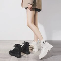 Black/White Size 35-43 Cool Punk Thick Sole Boots EE0872 -EgrilDoll Fashion Outlet Store blackwhite size 35 43 cool punk thick sole boots ee0872 shoes 650