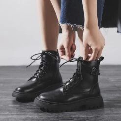 Black/White Size 35-43 Cool Punk Thick Sole Boots EE0872